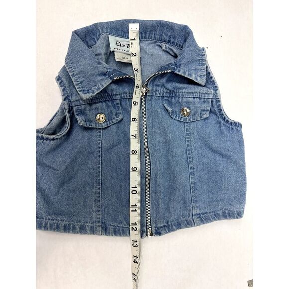 Vintage 1990s Denim Vest Eve Too 100% Cotton Made in USA - Kids Size 6X - Picture 5 of 8